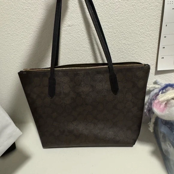 Coach Signature Brown and Black Tote Bag with Wallet - Picture 3 of 8